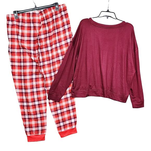 Jenni Pajama Set Lounge Wear Long Sleeve Top Flannel Jogger Style Bottoms XL - Picture 2 of 13